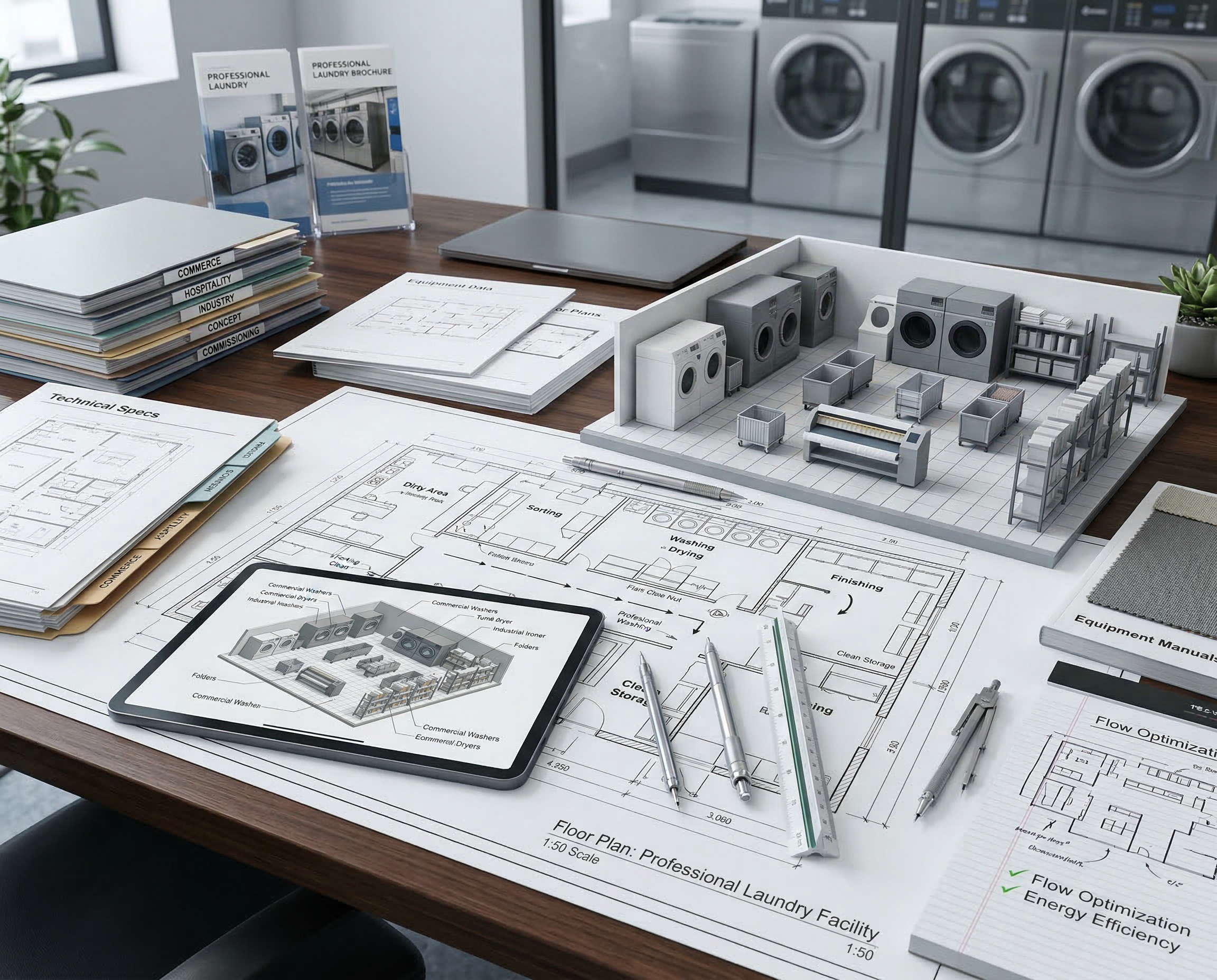 Planung professioneller Wäschereigeräte